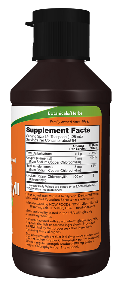 NOW Supplements, Liquid Chlorophyll, Extra Strength, Unflavored, 4 fl. Oz.