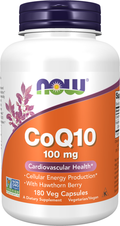 NOW Supplements, CoQ10 100 mg, Pharmaceutical Grade, 180 Veg Caps