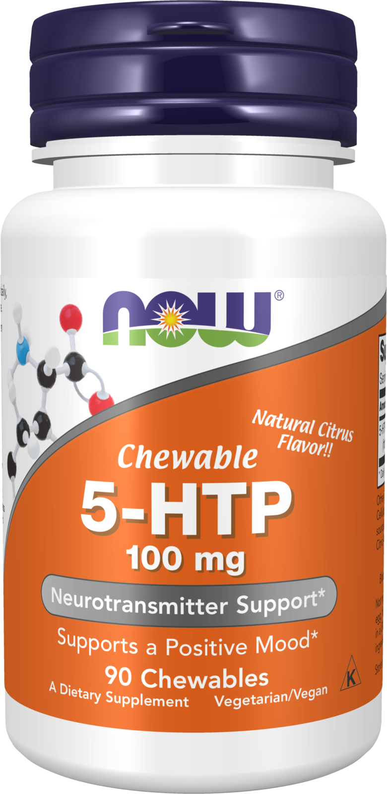 NOW Supplements, 5-HTP (5-hydroxytryptophan) 100 mg, 90 Chewables