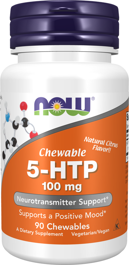 NOW Supplements, 5-HTP (5-hydroxytryptophan) 100 mg, 90 Chewables