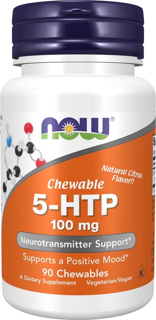 NOW Supplements, 5-HTP (5-hydroxytryptophan) 100 mg, 90 Chewables