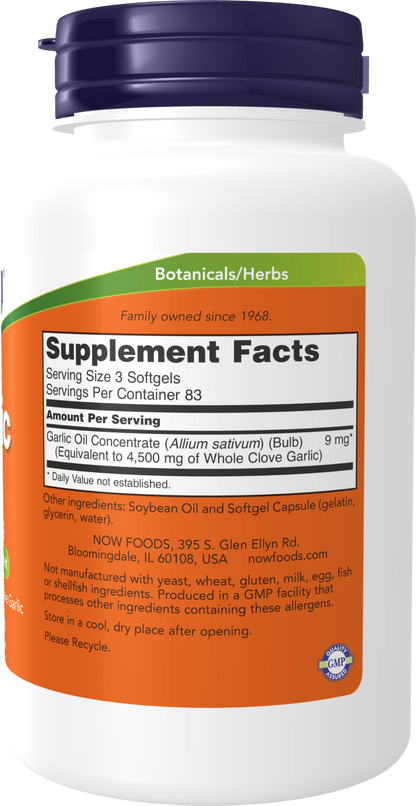 NOW Supplements, Garlic Oil Concentrate, 250 Softgels