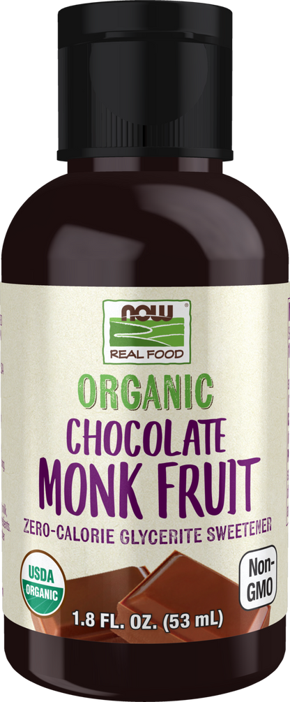 NOW Foods, Organic Liquid Monk Fruit, Chocolate, Zero-Calorie, 1.8 fl. oz