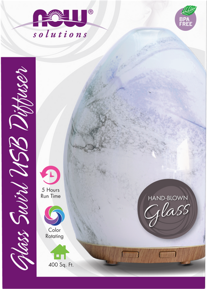 NOW Solutions, Ultrasonic USB Glass Swirl Aromatherapy Oil Diffuser