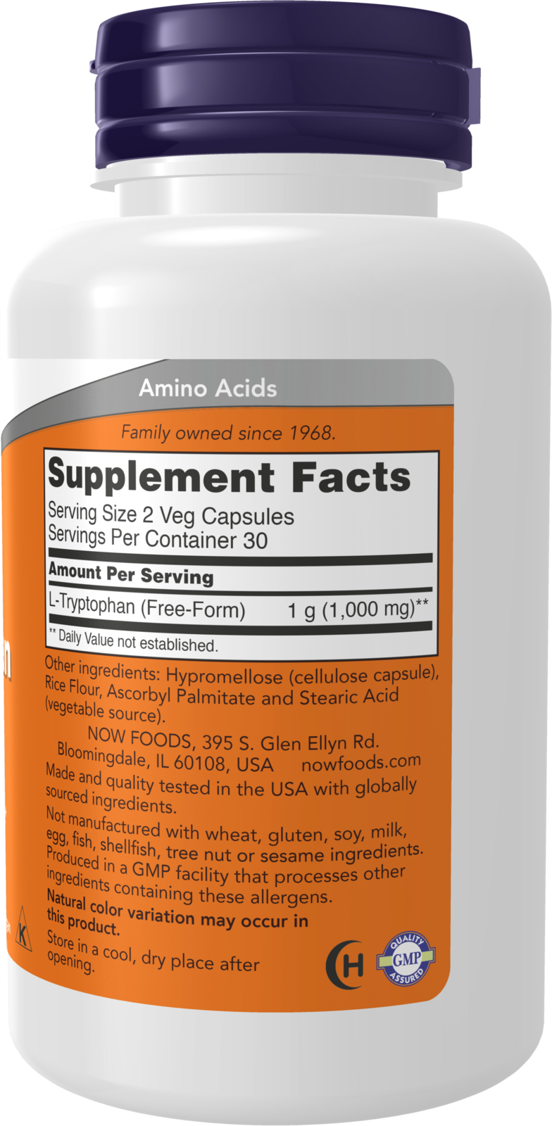 NOW Supplements, L-Tryptophan 500 mg, Supports Relaxation*, 60 Veg Caps