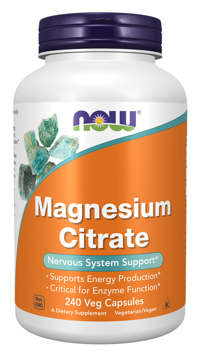 NOW Supplements, Magnesium Citrate, Enzyme Function*, 240 Veg Caps