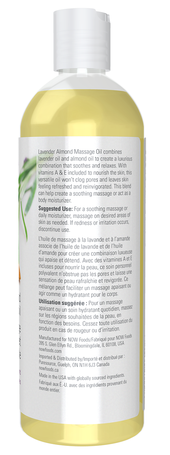 NOW Solutions, Lavender Almond Massage Oil, Relaxing and Soothing, 16 fl. oz