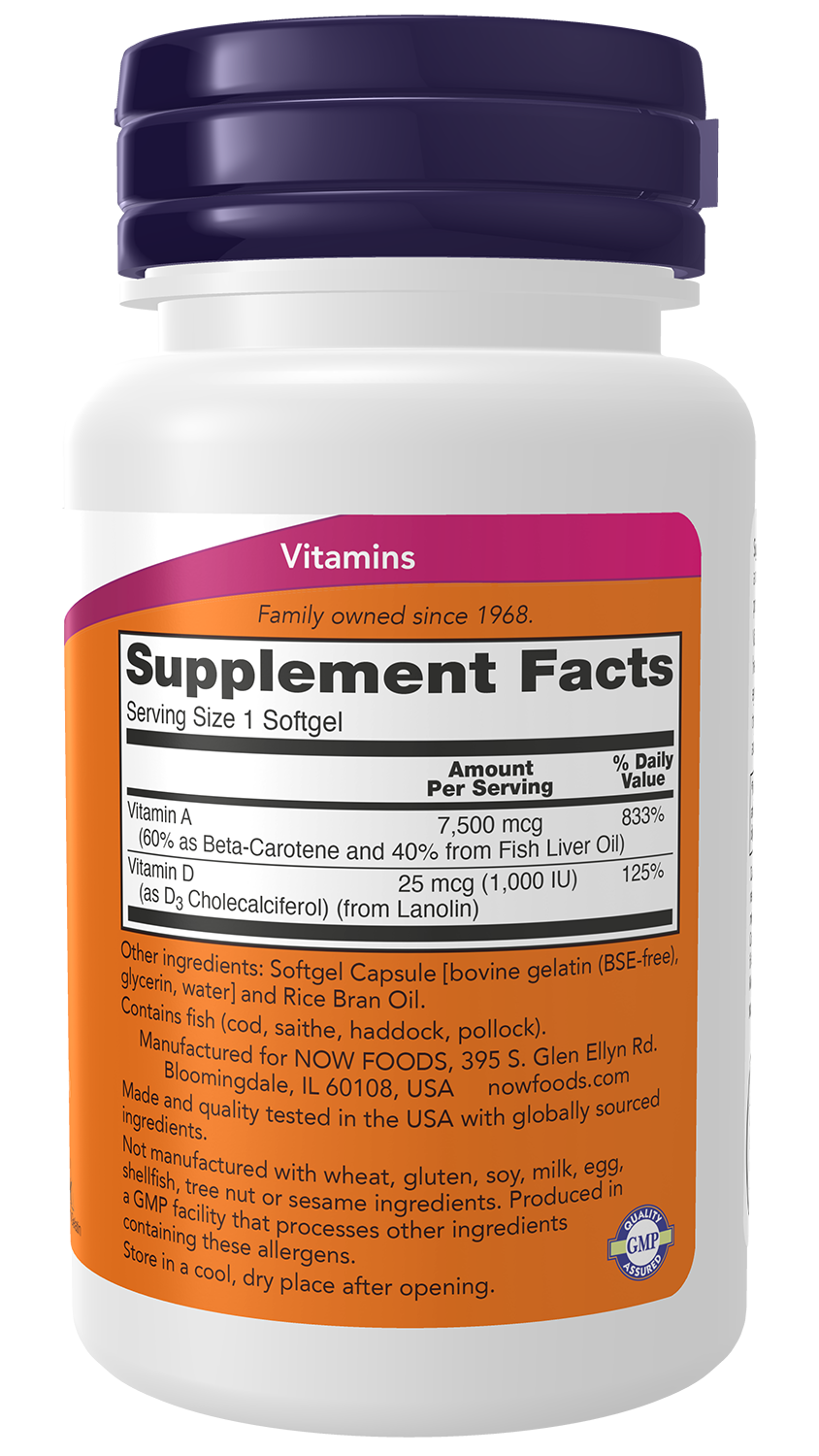 NOW Supplements, Vitamin A & D3 25,000/1,000 IU, Eye Health*, 100 Softgels