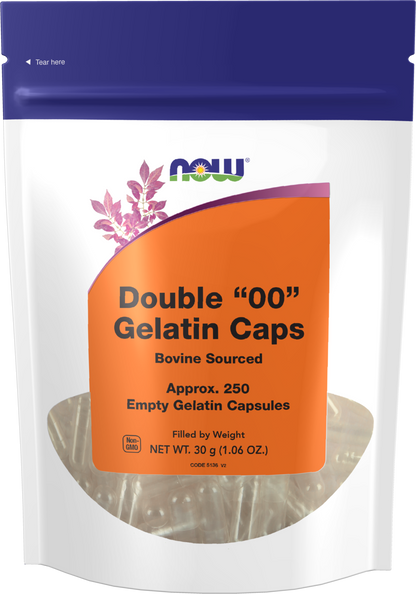 NOW Supplements, Empty Gelatin Caps, Double "00", Bovine, 250 Gel Caps