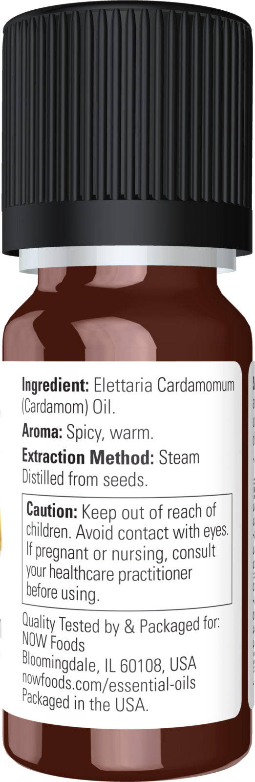 NOW Essential Oils, Cardamom Oil, Undiluted, Steam Distilled, 10 mL