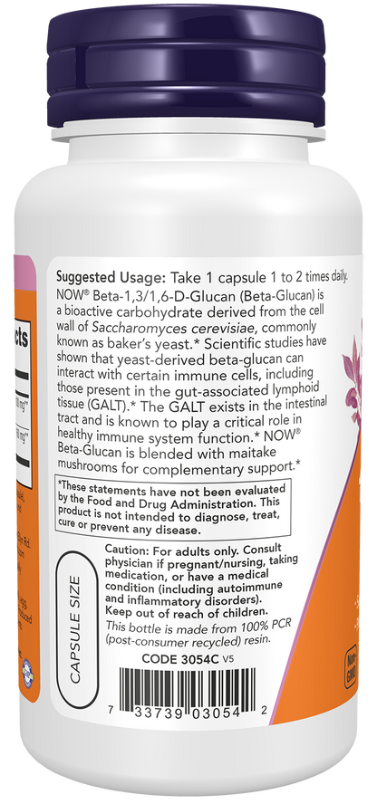 NOW Supplements, Beta-1,3/1,6-D-Glucan & Maitake, 90 Veg Caps