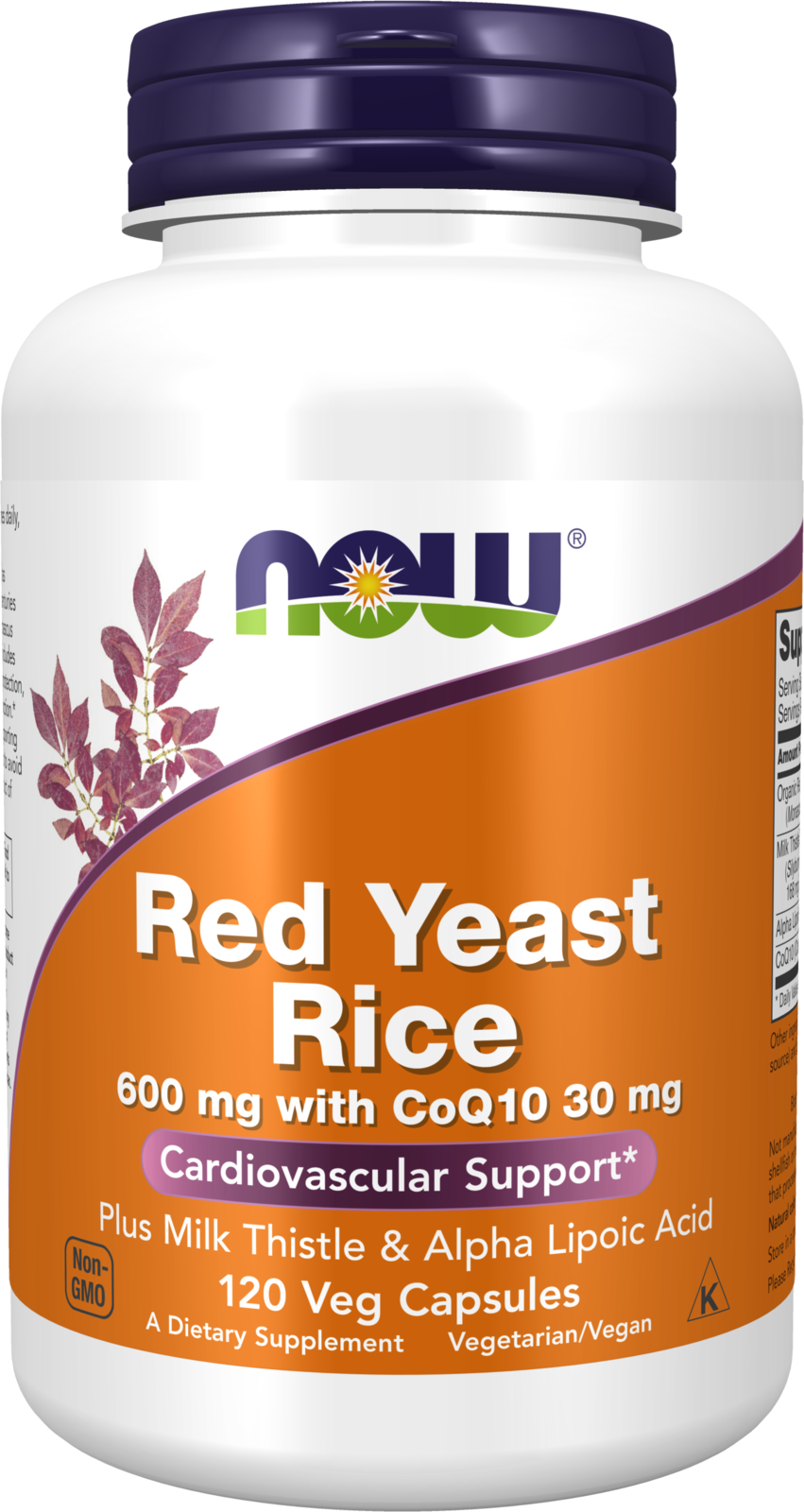 NOW Supplements, Red Yeast Rice with CoQ10, Milk Thistle, ALA, 120 Veg Caps