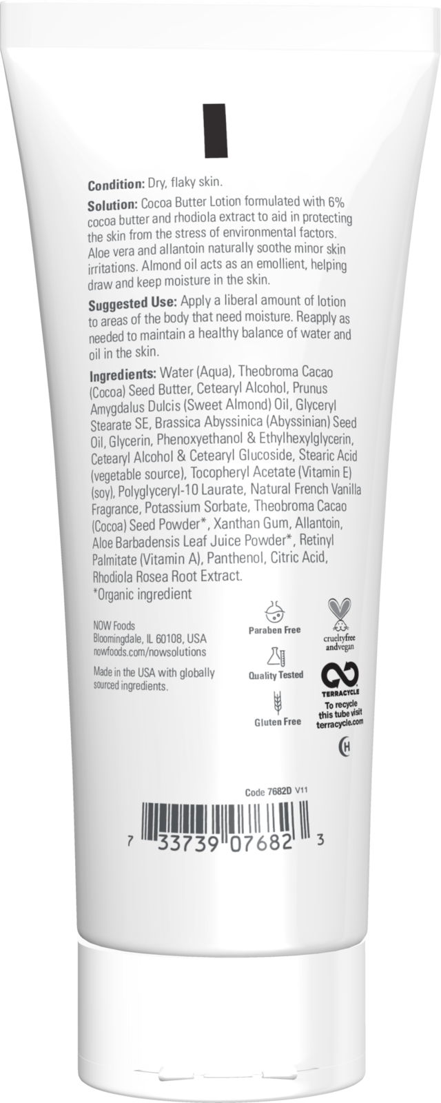 NOW Solutions, Cocoa Butter Lotion, Dry and Flaky Skin, 8 fl. oz