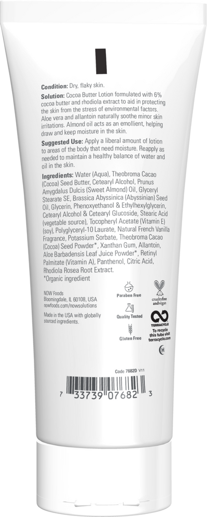 NOW Solutions, Cocoa Butter Lotion, Dry and Flaky Skin, 8 fl. oz