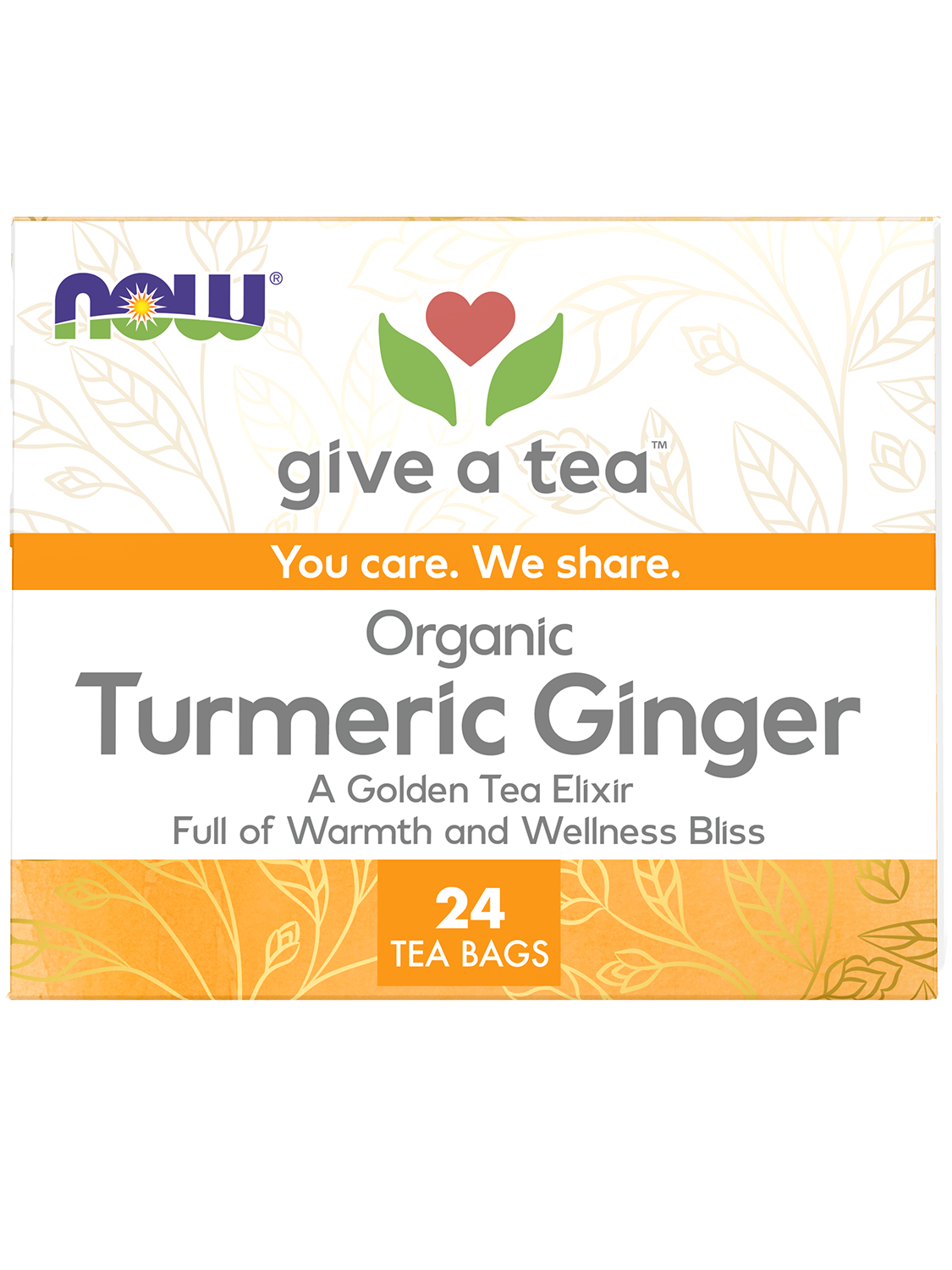 NOW Give a Tea® Organic Turmeric Ginger, Caffeine-Free, 24 bags