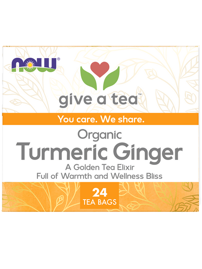 NOW Give a Tea® Organic Turmeric Ginger, Caffeine-Free, 24 bags