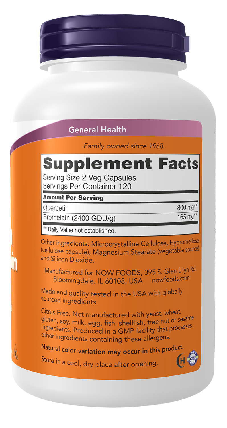 NOW Supplements, Quercetin with Bromelain, 240 Veg Caps