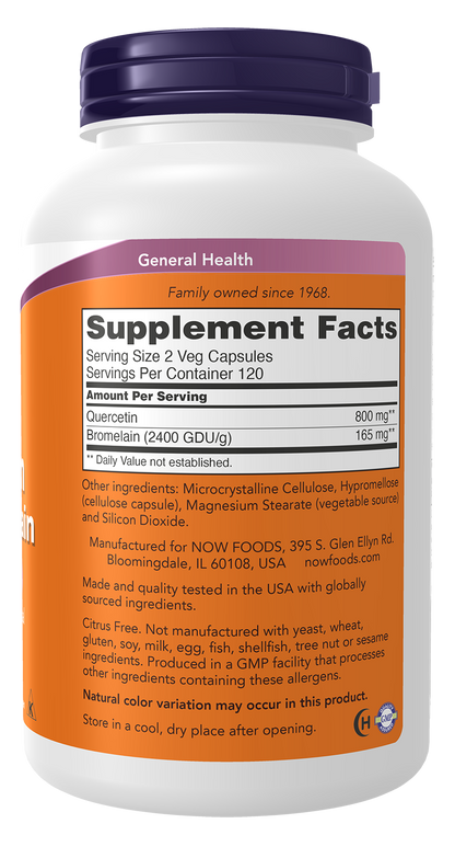 NOW Supplements, Quercetin with Bromelain, 240 Veg Caps