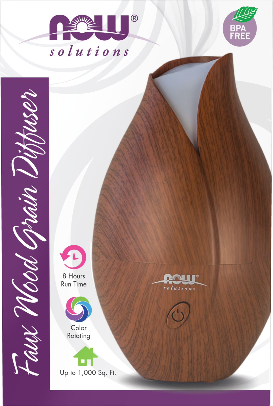 NOW Solutions, Ultrasonic Faux Wood Flower Aroma Oil Diffuser, Heat Free