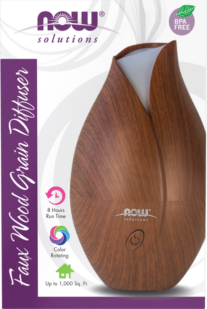 NOW Solutions, Ultrasonic Faux Wood Flower Aroma Oil Diffuser, Heat Free