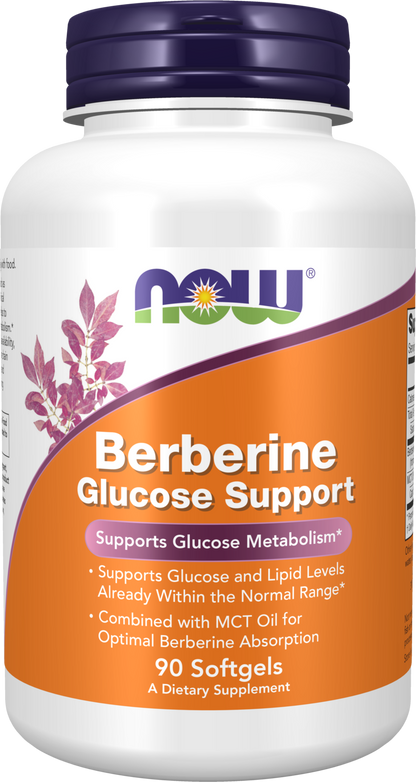 NOW Supplements, Berberine Glucose Support, With MCT Oil, 90 Softgels