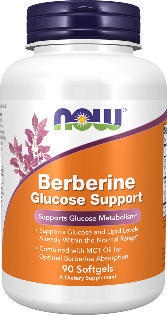 NOW Supplements, Berberine Glucose Support, With MCT Oil, 90 Softgels