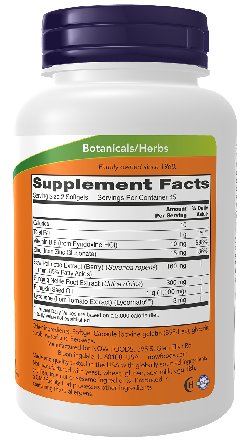 NOW Supplements, Prostate Support w/ Standardized Saw Palmetto, 90 Softgels
