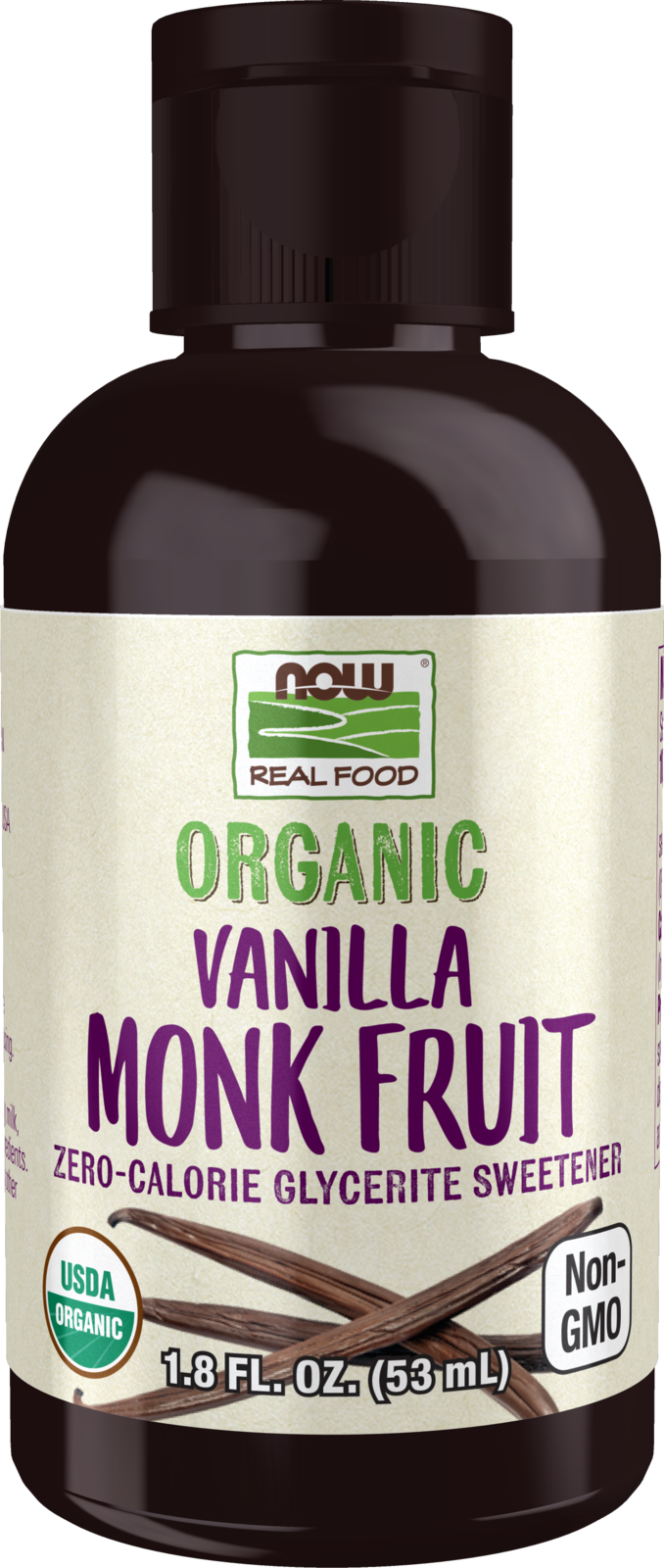 NOW Foods, Organic Liquid Monk Fruit, Vanilla, Zero-Calorie, 1.8  fl. oz