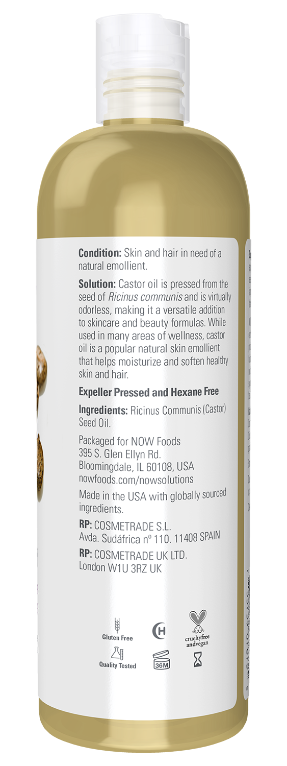 NOW Solutions, Castor Oil, Versatile Skin Care, Multi-Purpose, 16 fl. oz