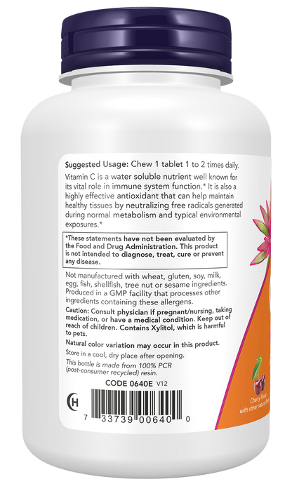 NOW Supplements, Vitamin C-500, Cherry Flavor, 100 Chewable Lozenges