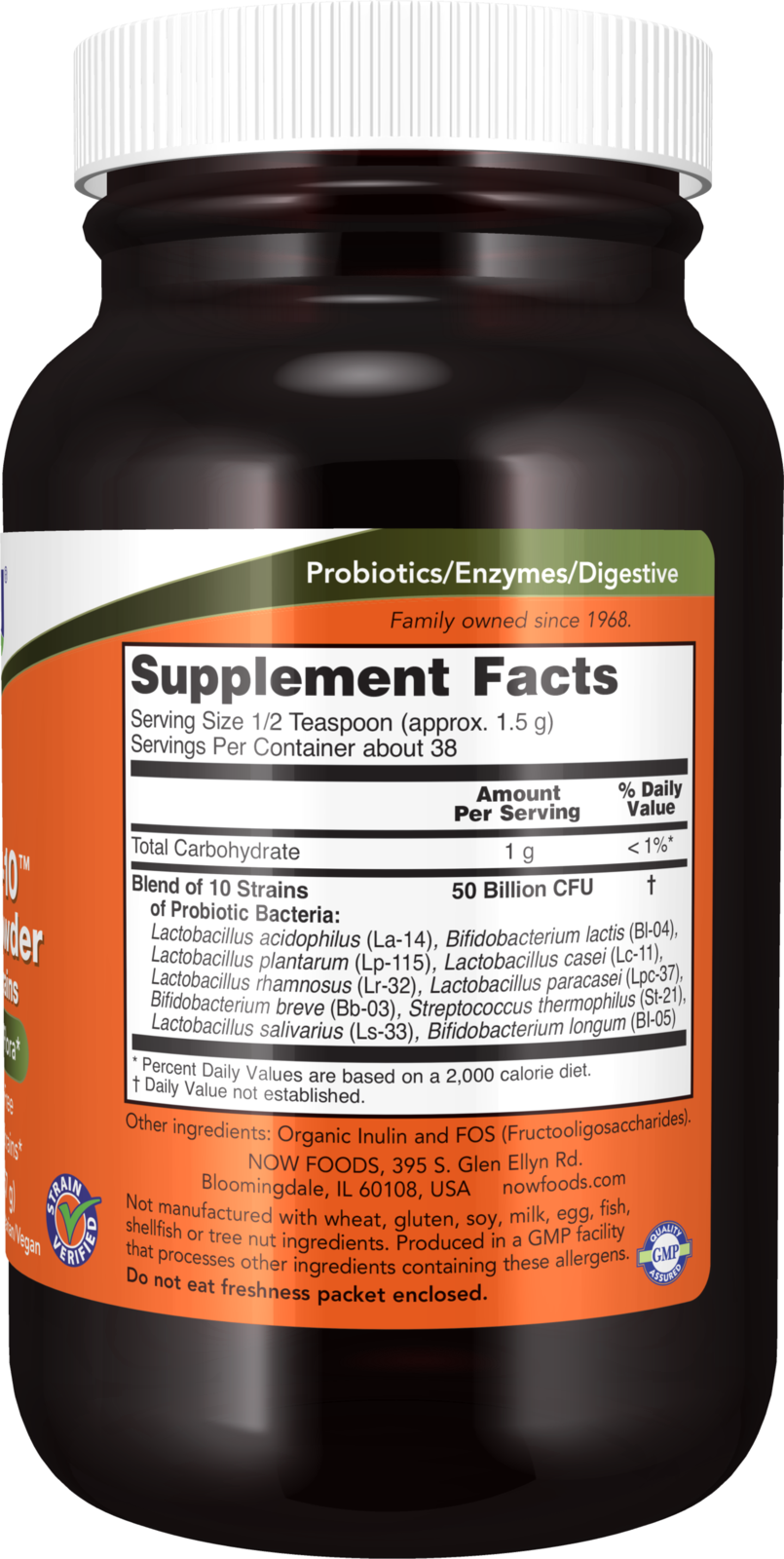 NOW Supplements, Probiotic-10™ Powder, 50 Billion, with 10 Strains, 2 oz