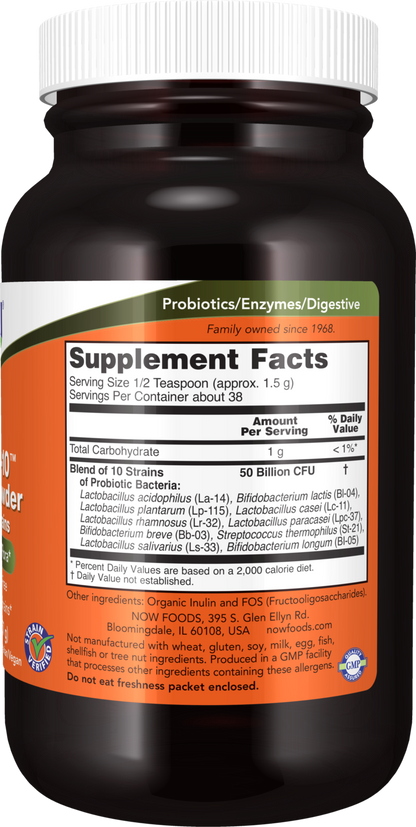 NOW Supplements, Probiotic-10™ Powder, 50 Billion, with 10 Strains, 2 oz