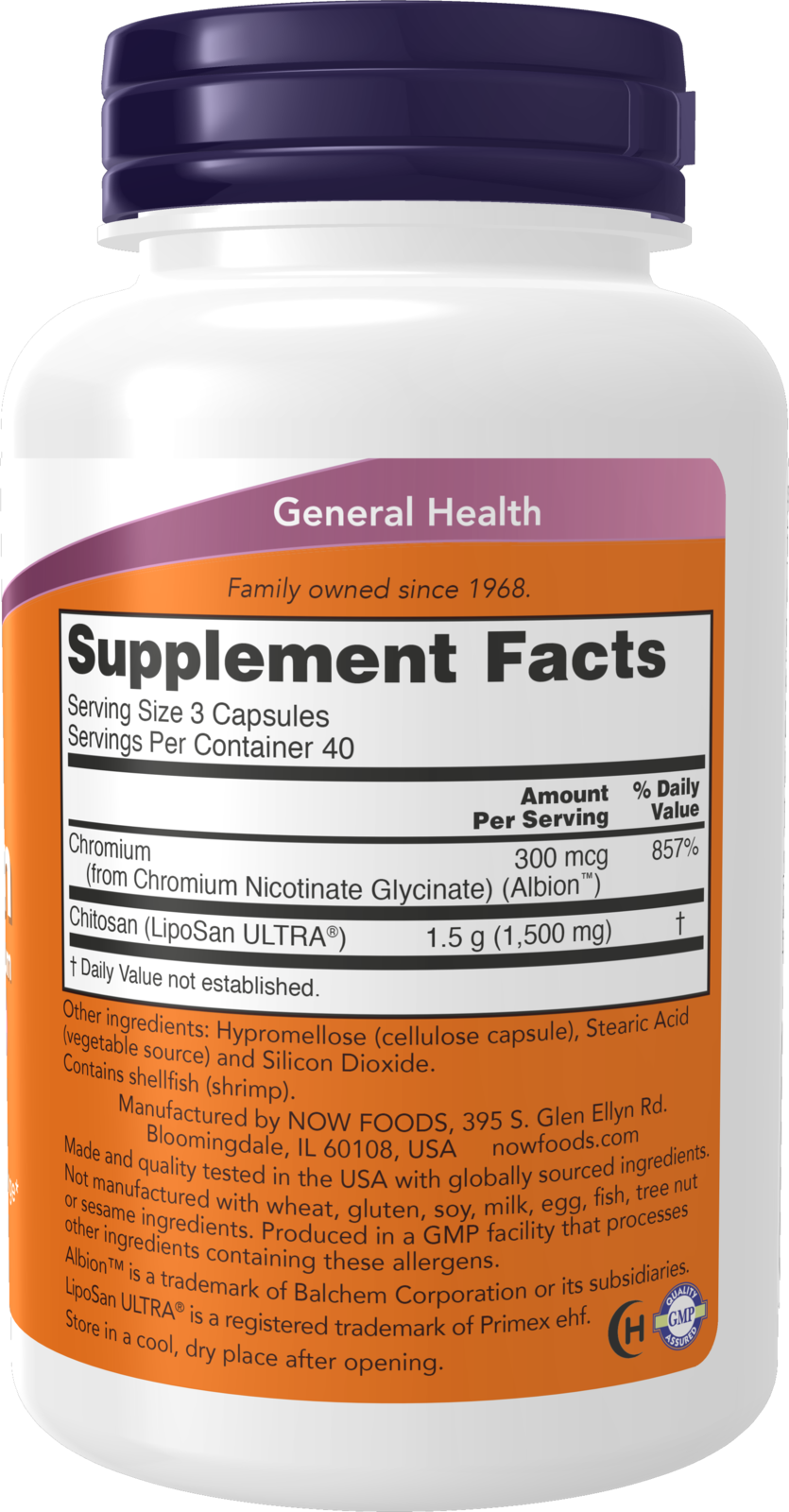 NOW Supplements, Chitosan 500 mg plus Chromium, 120 Veg Caps