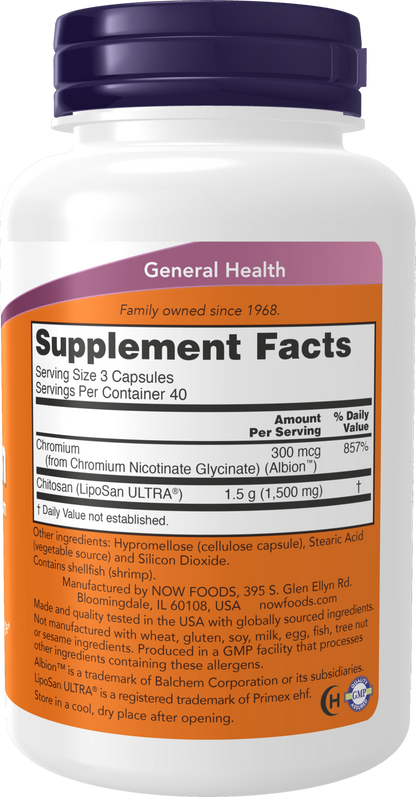 NOW Supplements, Chitosan 500 mg plus Chromium, 120 Veg Caps
