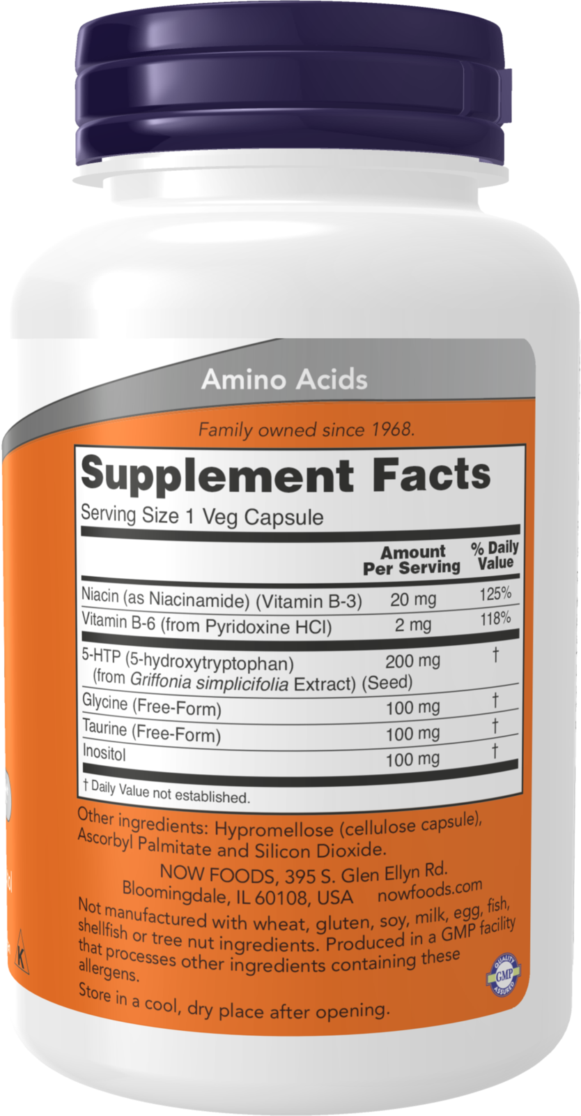 NOW Supplements, 5-HTP (5-hydroxytryptophan) 200 mg, 120 Veg Caps