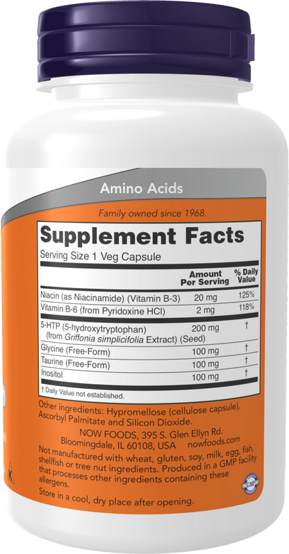 NOW Supplements, 5-HTP (5-hydroxytryptophan) 200 mg, 120 Veg Caps