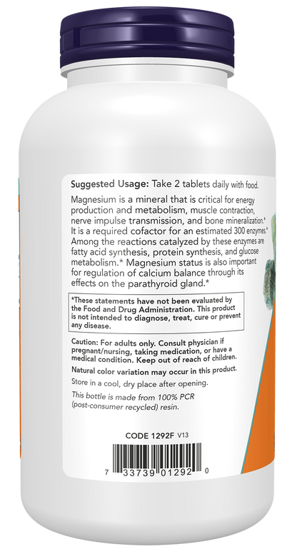 NOW Supplements, Magnesium Citrate 200 mg, Enzyme Function*, 250 Tabs