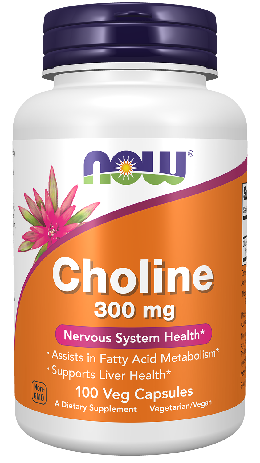 NOW Supplements Choline 300 mg, 100 Veg Capsules - Supports Nervous System and Liver Health*, Vegan