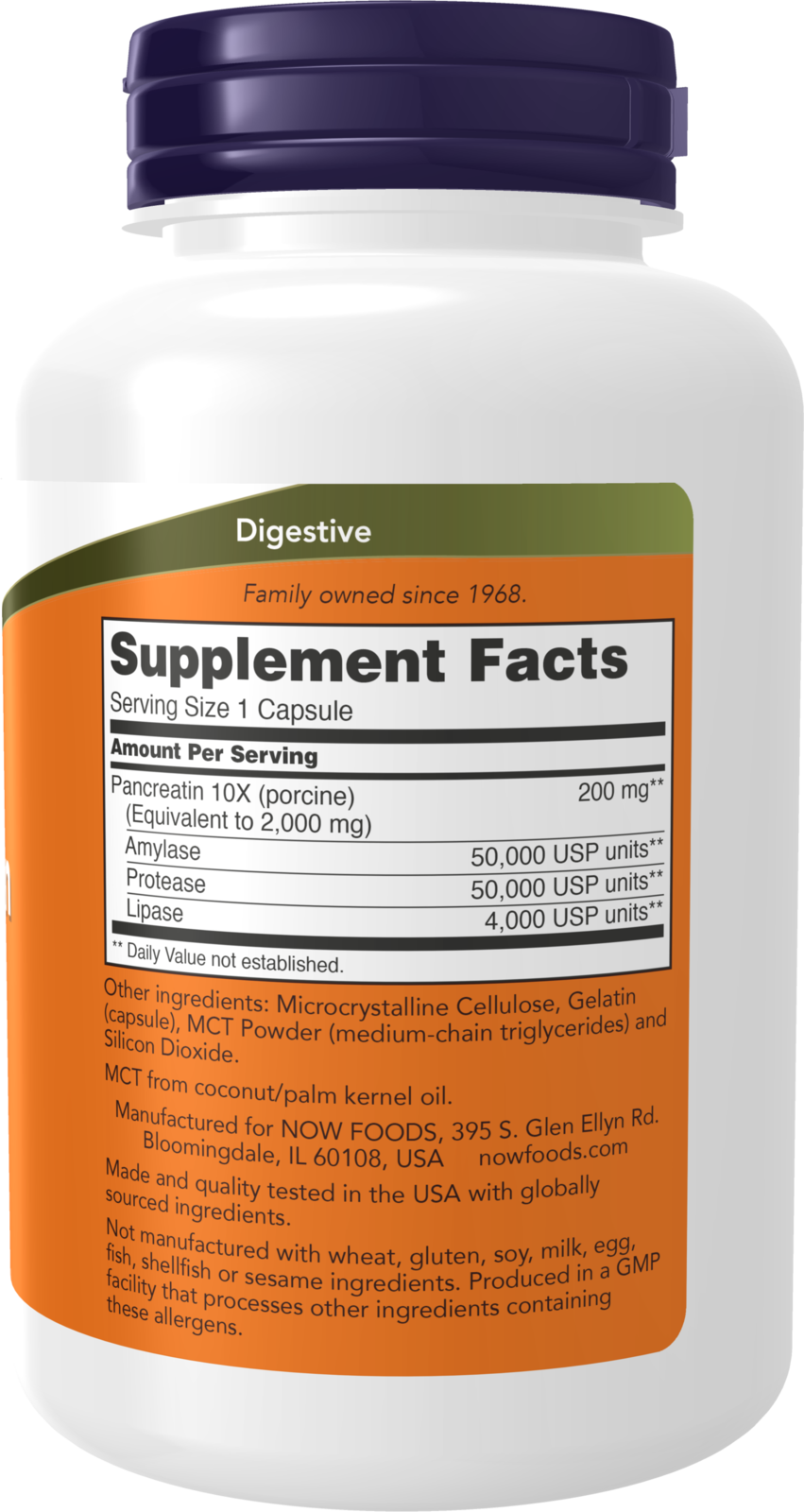 NOW Supplements, Pancreatin 2000, Protease, Amylase Enzymes, 250 Caps