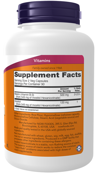 NOW Supplements, Niacin (Vitamin B-3) 250 mg, Flush-Free, 180 Veg Caps