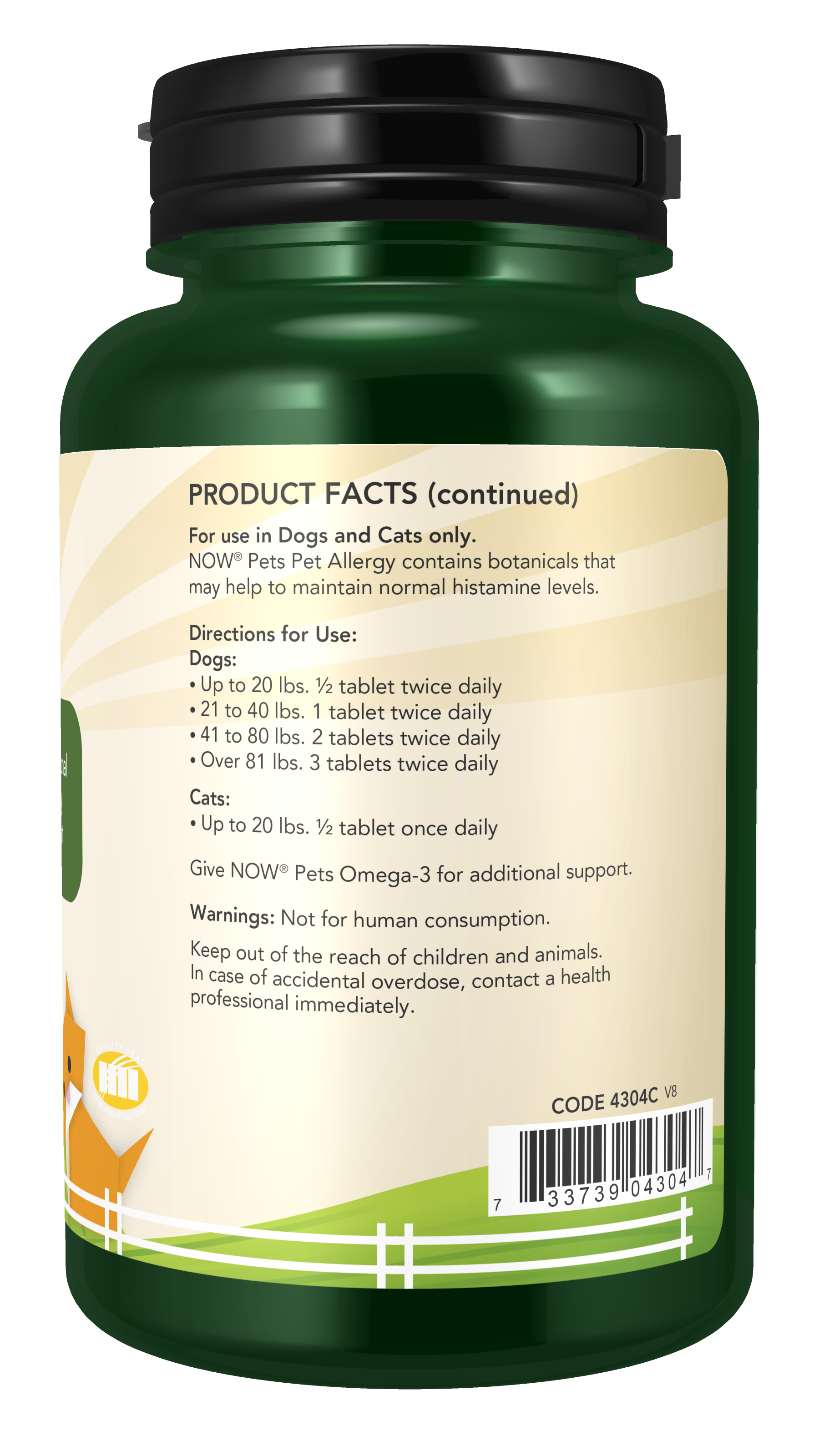 NOW Pet Health, Pet Allergy Supplement, Cats & Dogs, 75 Chewable Tablets