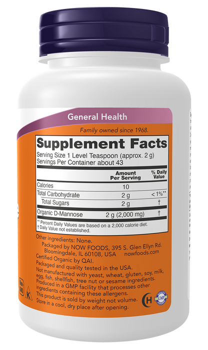 NOW Supplements, D-Mannose Powder, Healthy Urinary Tract*, 3 oz