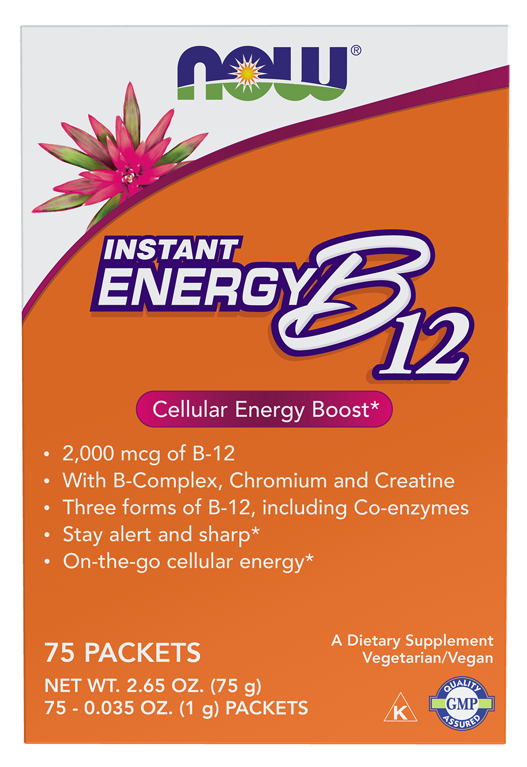 NOW Supplements, Instant Energy B-12 (2,000 mcg per packet), 75 Packets