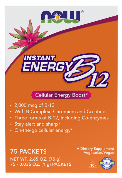 NOW Supplements, Instant Energy B-12 (2,000 mcg per packet), 75 Packets