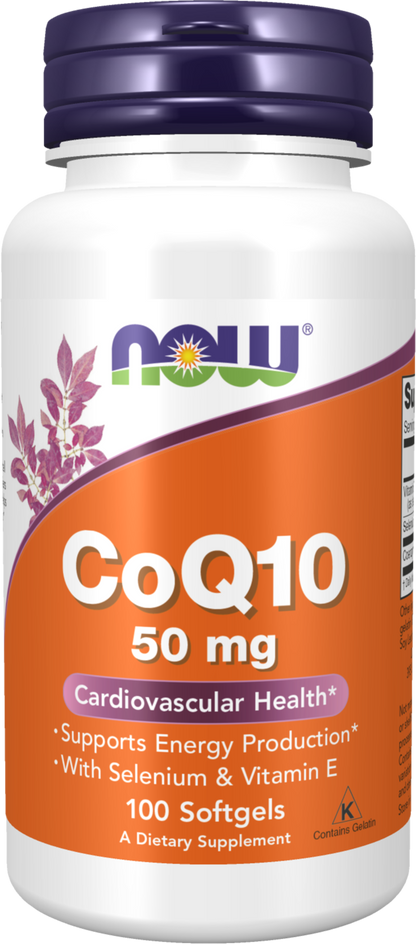 NOW Supplements, CoQ10 50 mg, Pharmaceutical Grade, 100 Softgels