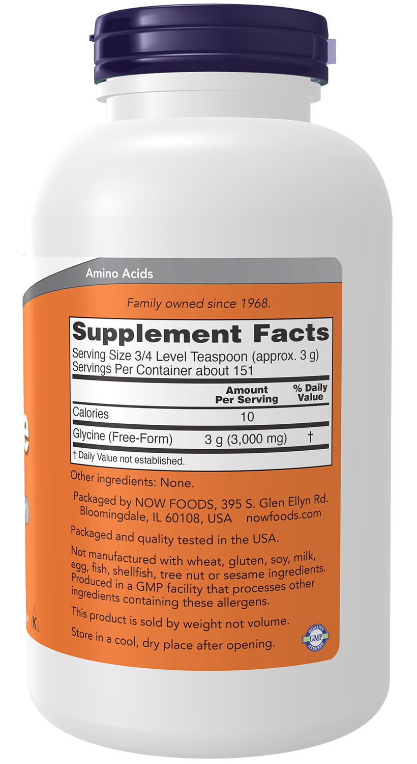 NOW Supplements, Glycine Powder,  Cognitive Support*, 1 lb