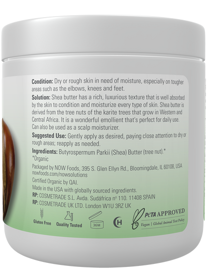 NOW Solutions, Certified Organic Shea Butter, Moisturizer, 7 oz