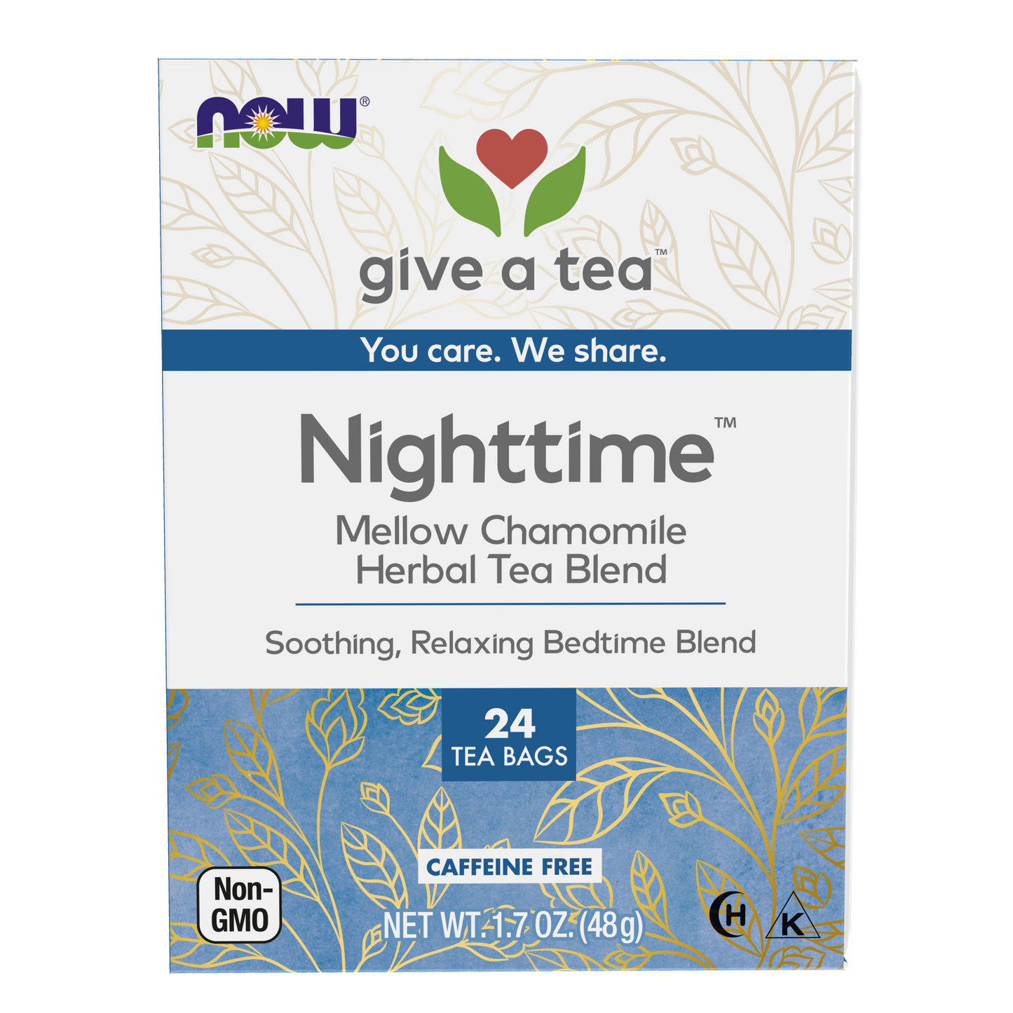 NOW Foods, Give a Tea® Nighttime™ Tea, Mellow Herbal Tea, 24 bags