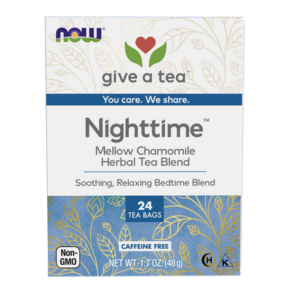 NOW Foods, Give a Tea® Nighttime™ Tea, Mellow Herbal Tea, 24 bags