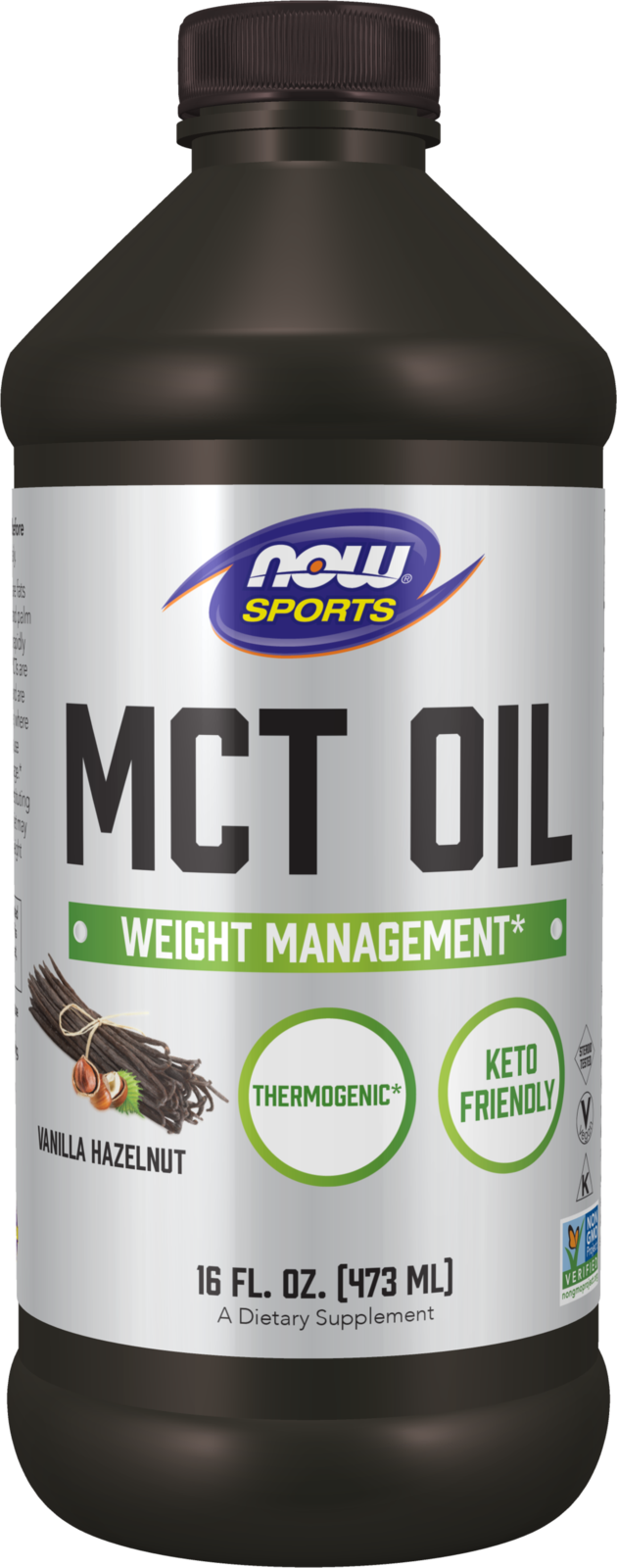 NOW Sports, MCT Oil, 14 g, Weight Management*, Vanilla Hazelnut, 16 fl. oz